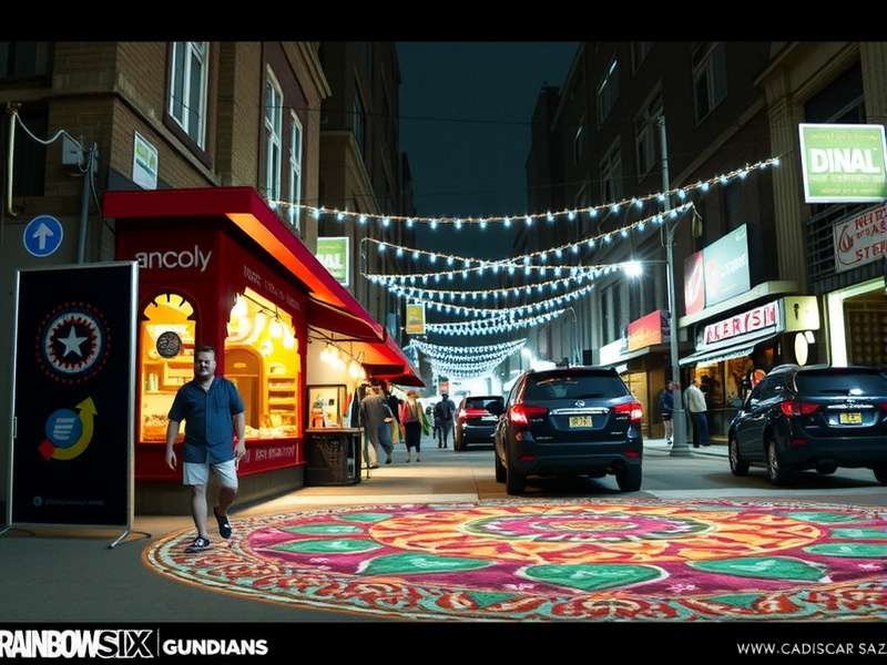 Rainbow Six Ganges Guardians Mumbai Bazaar during Diwali with lights and rangolis