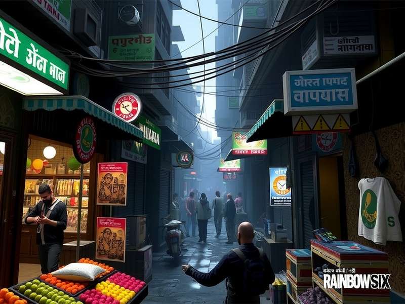 Rainbow Six Ganges Guardians Mumbai Bazaar map with crowded alleys and shops